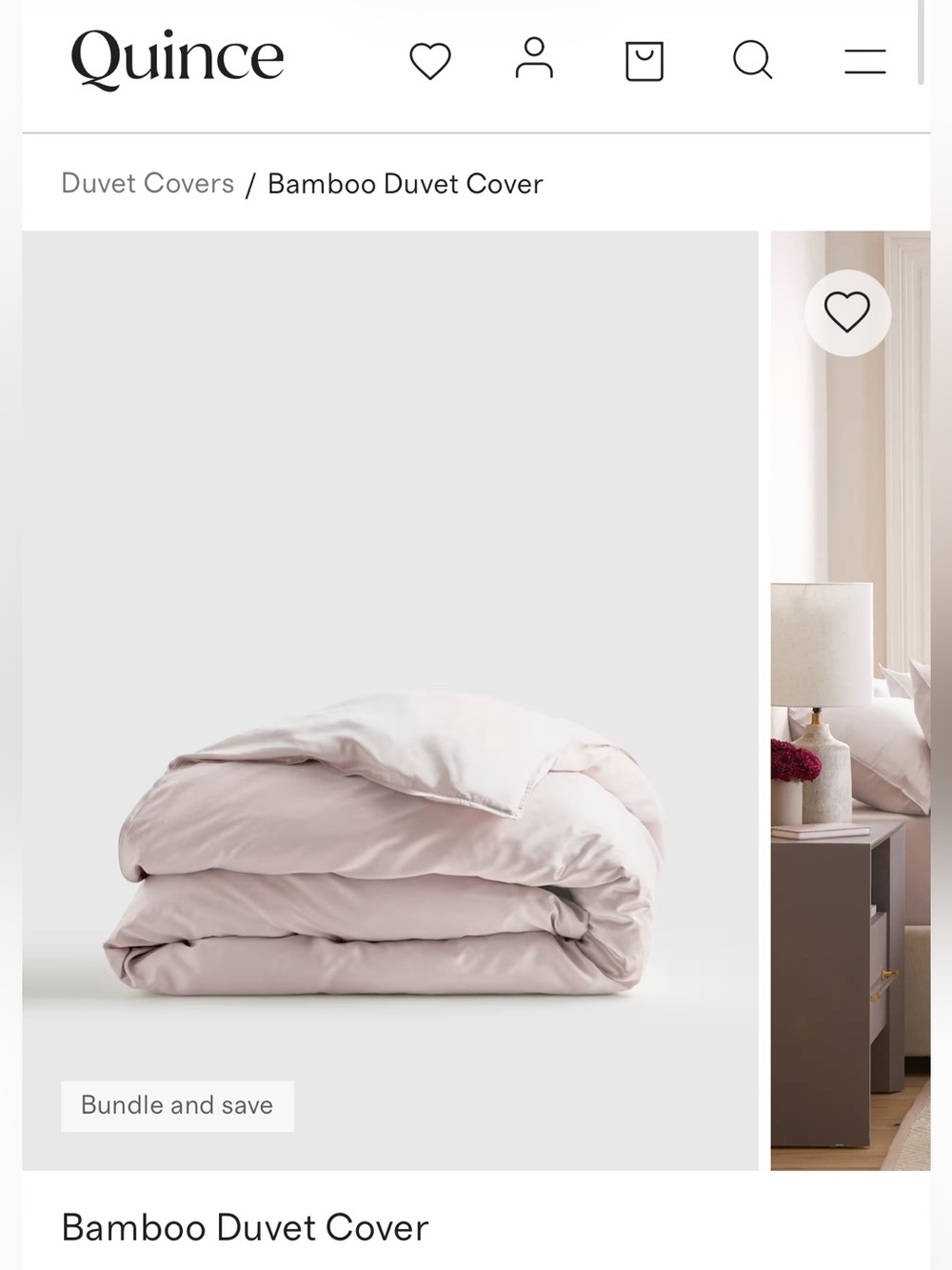 Quince Bamboo duvet cover, soft blush, twin
